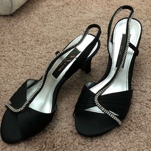 Black heels with rhinestones